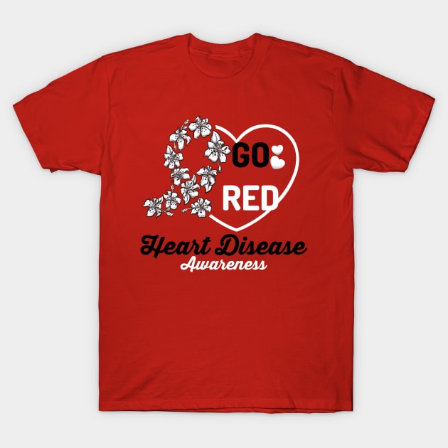 Go Red Heart Disease Awareness Cartoon T-Shirt by TheMaskedTooner